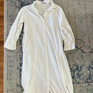 White maxi dress.  button up front